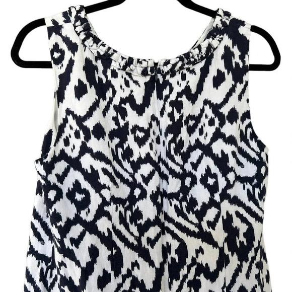 Ann Taylor LOFT Black & White Sleeveless Linen Blend Ikat Dress Size 10 - Picture 5 of 6